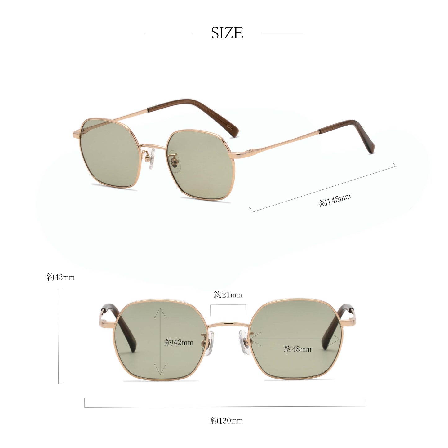 aim-kamuy-gp_サイズ_サングラス_ゴールド/カーキ_ヘキサゴン