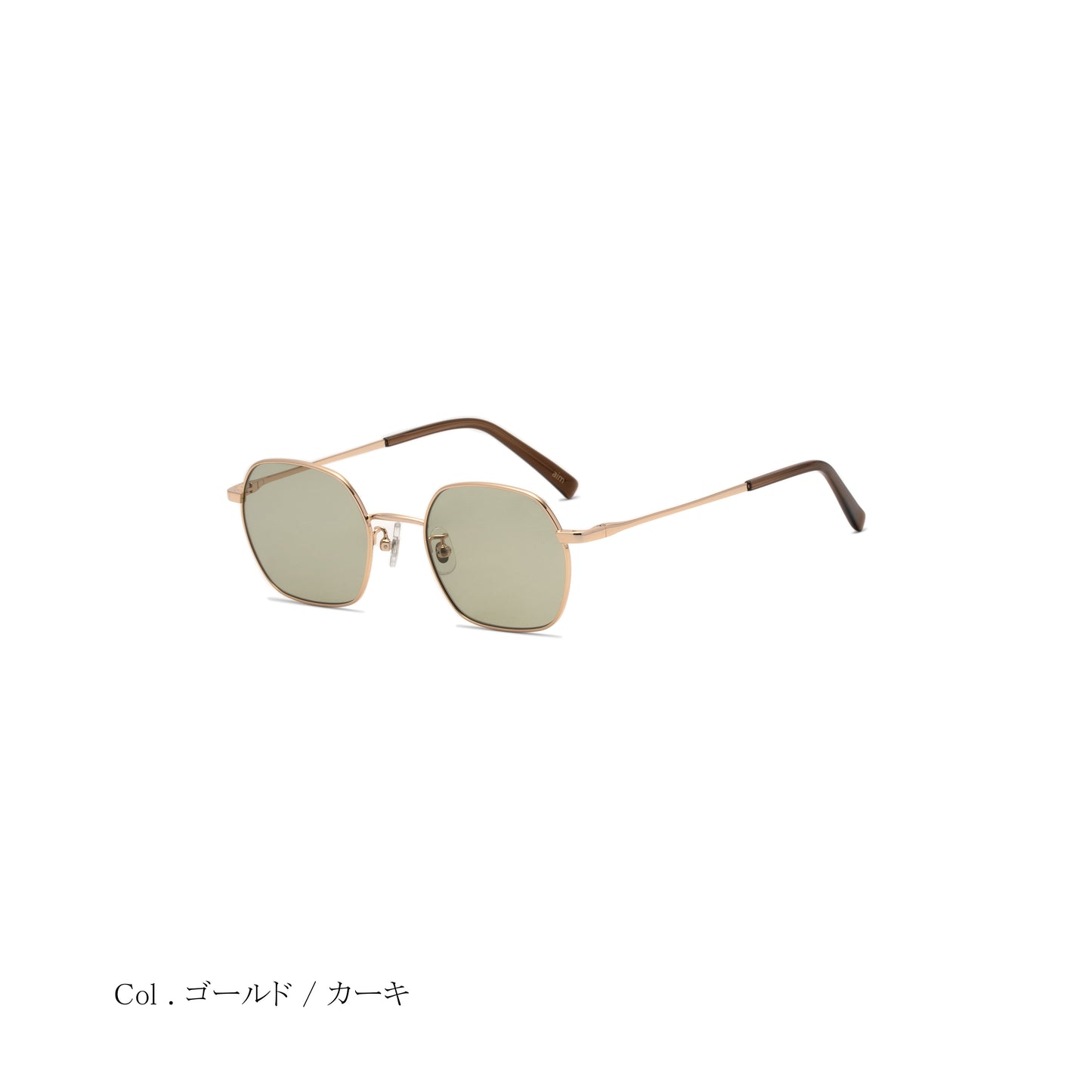 aim-kamuy-gp_斜め_サングラス_ゴールド/カーキ_ヘキサゴン