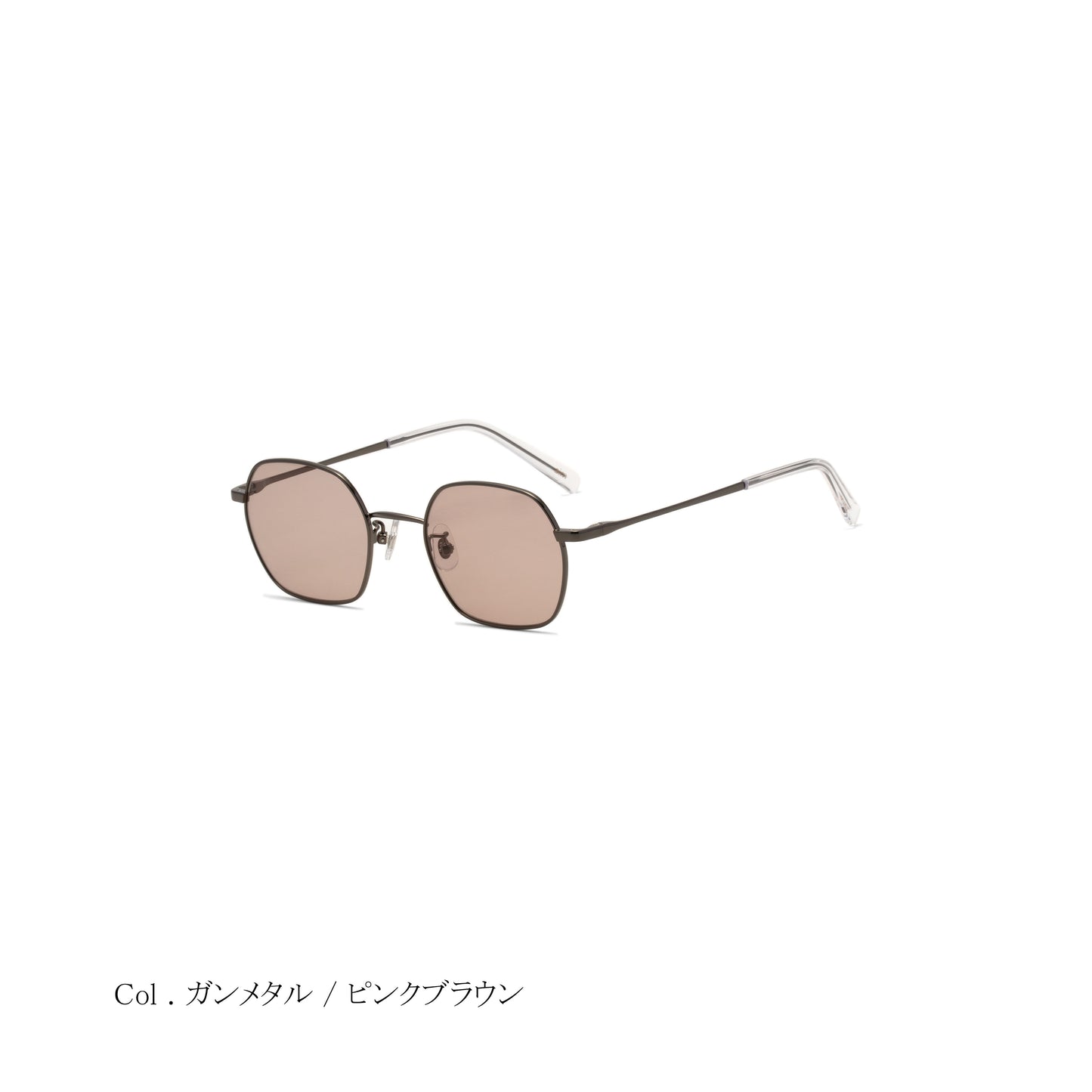 aim-kamuy-gu_斜め_サングラス_ガンメタル/ピンクブラウン_ヘキサゴン