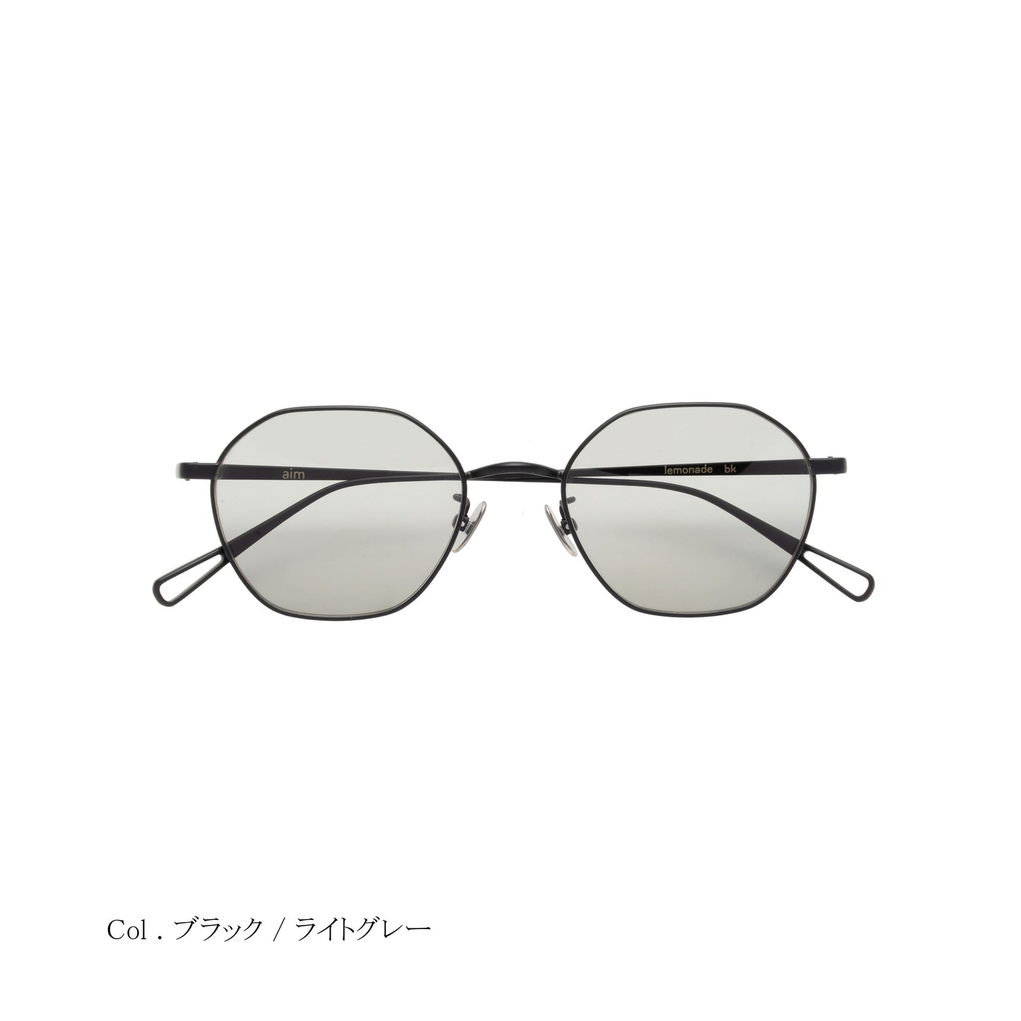 aim-lemonade-bk_正面_サングラス_ブラック/ライトグレー_ヘキサゴン