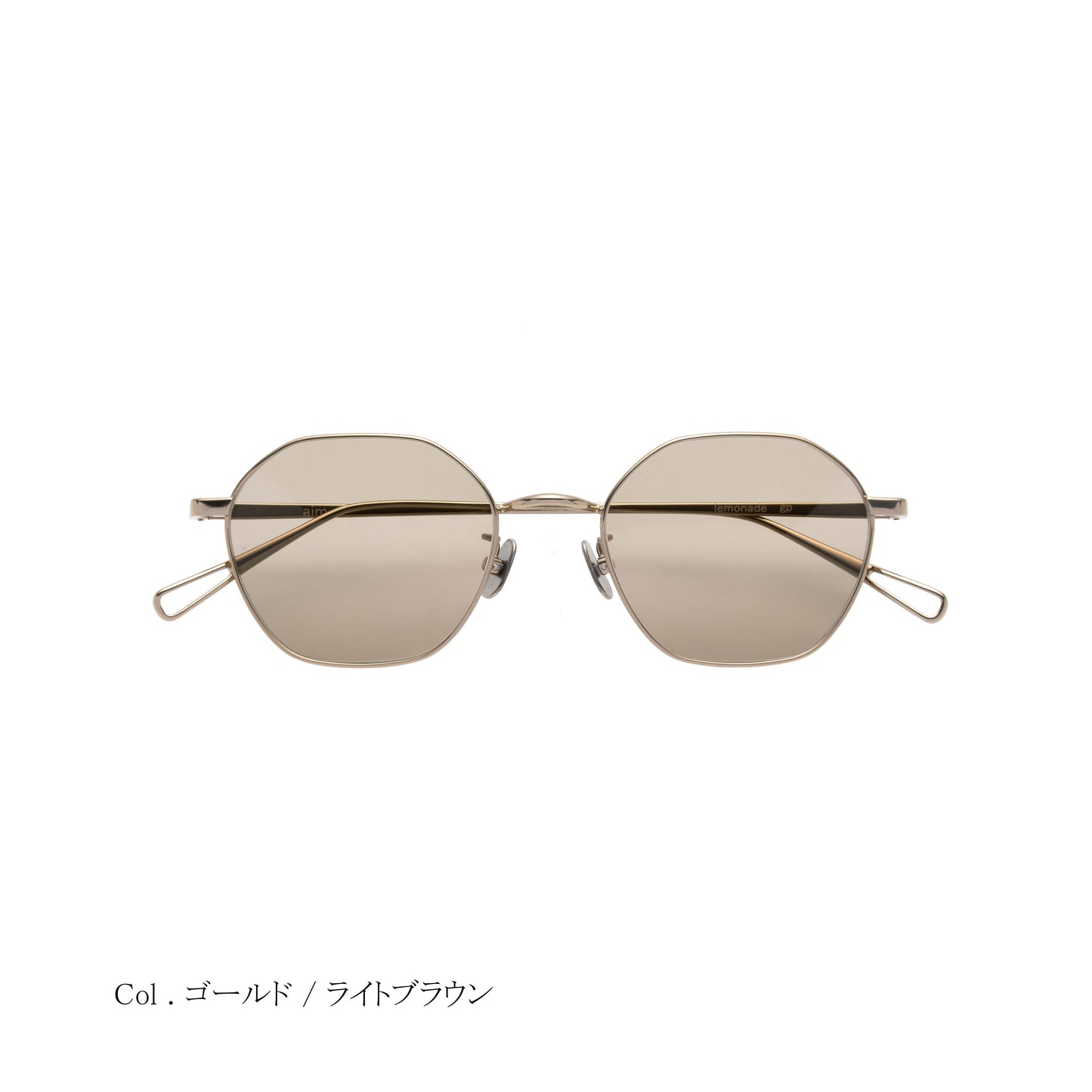 aim-lemonade-gp_正面_サングラス_ゴールド/ライトブラウン_ヘキサゴン