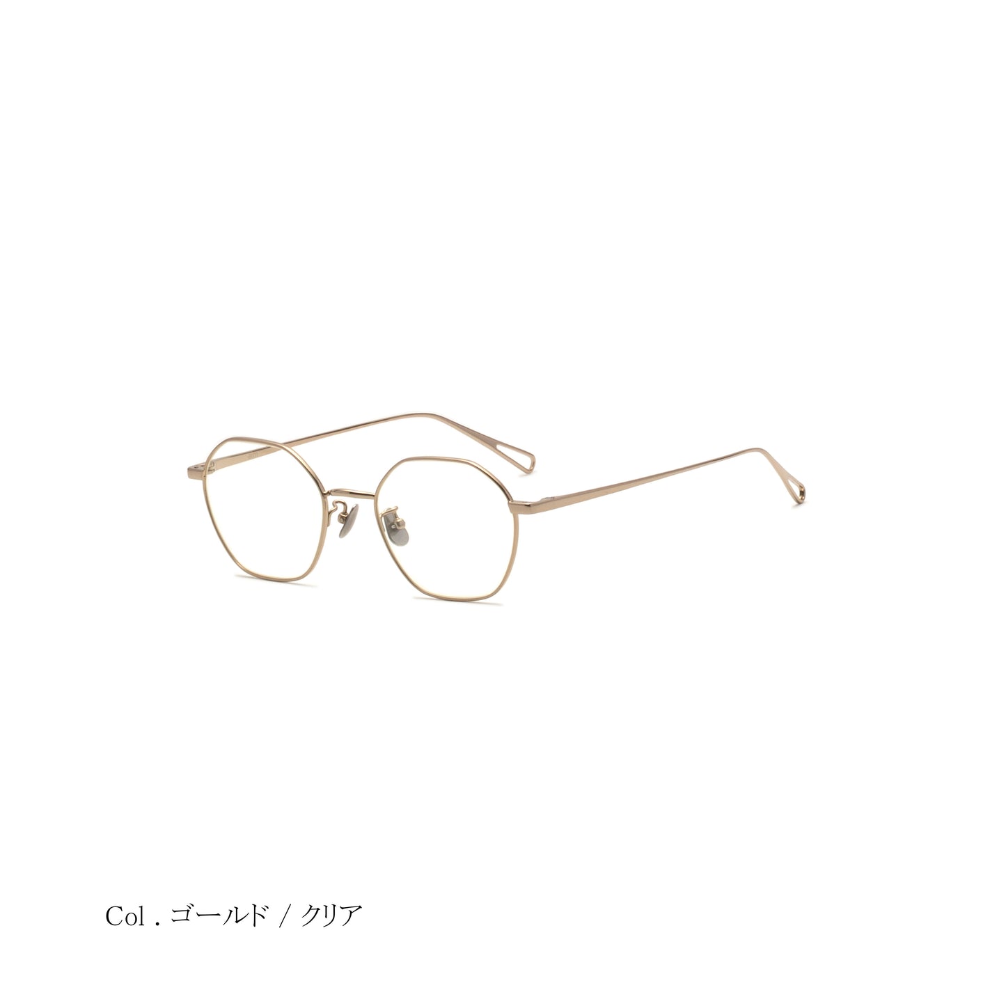 aim-lemonade-gpcl_斜め_伊達メガネ_ゴールド/クリア_ヘキサゴン