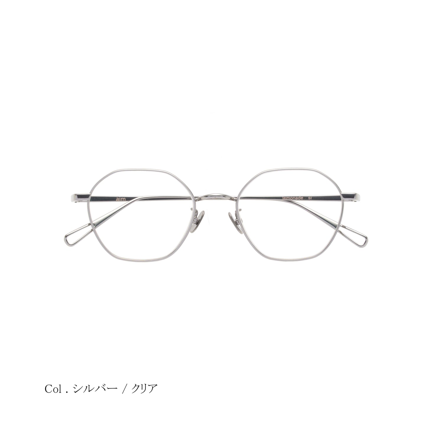 aim-lemonade-sicl_正面_伊達メガネ_シルバー/クリア_ヘキサゴン