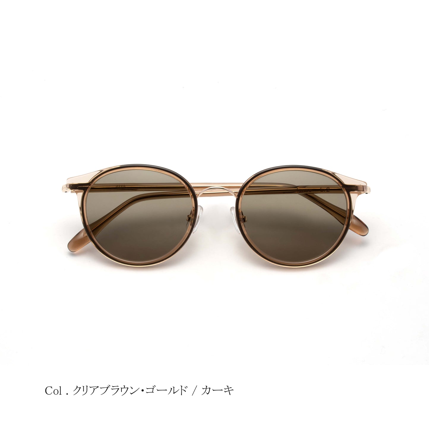 aim-lunae-br2_正面_サングラス_クリアブラウン・ゴールド/カーキ_ボストン