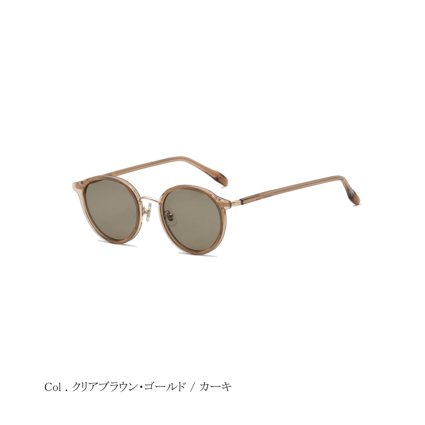 aim-lunae-br2_斜め_サングラス_クリアブラウン・ゴールド/カーキ_ボストン